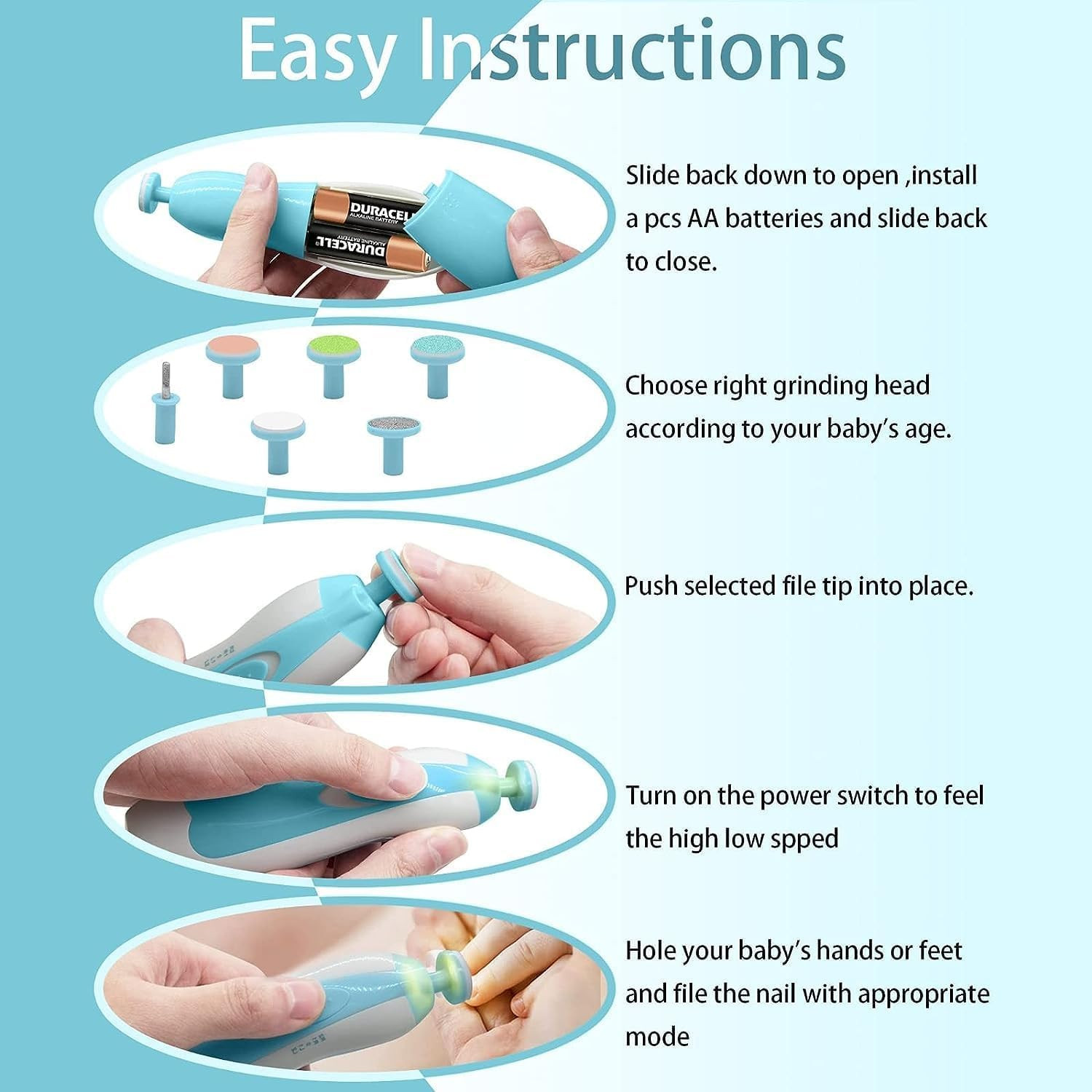 Electric Nail Trimmer For Baby, Baby Nail Trimmer, Baby Nail Cutter, Nail Trimmer For New Born Baby, Kids Nail Cutter With Light (Multi Colour), 1 Set