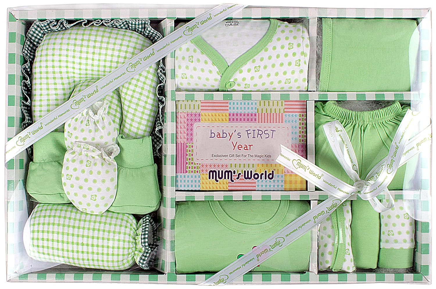 MOM CARE Newborn Baby Gift Set Has All Babies Essential Clothes Born Baby Items for Newly Born Baby Boy/Girl 11 pcs Set (Green)