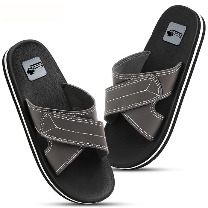 Orthopedic Casual Slippers for Men | Comfortable Stylish Everyday Wear Sandals with Soft Cushion Footbed & Non-Slip Sole | Durable Outdoor & Indoor Slippers