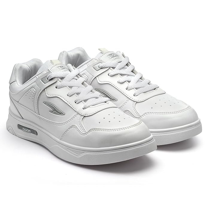 ASIAN Men's White Casual Sneaker Shoes with Synthetic Upper Lightweight Comfortable Mid Top Sneaker Shoes for Men's & Boy's Boston-01