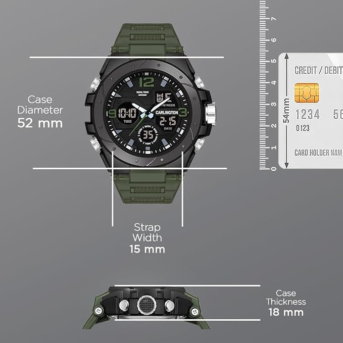 Carlington Endurance Series Analog-Digital Sports Watches for Men and Boys with Alarm, Stopwatch, Backlit Display, Dualtime, Silicone Rubber Strap, Water & Shock Resiatant - CT_9105