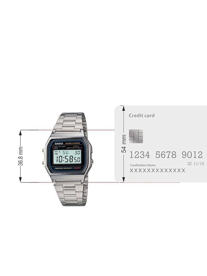 Casio Vintage A-158WA-1Q Digital Grey Dial Unisex Watch Silver Metal Strap (D011)