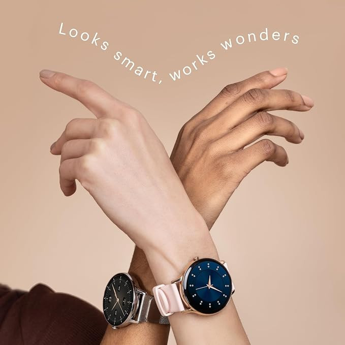 Noise Twist Go Smart Watch 1.39" Display, TruSyncᵀᴹ BT Calling, Glossy Metal Finish, 150+ Watch Faces, IP68, Sleep Tracking, 100+ Sports Modes, Smart Watch for Men and Women (Gold Wine)