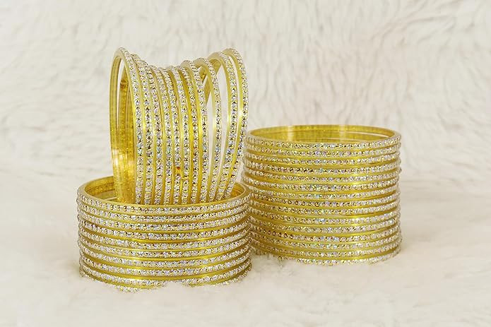 NMII Glass with Polka Dots & Glitter Stylish Fancy Bangles Set For Women & Girls | Glass Bangles | Traditional Women Bangles - Pack of 36 Bangle
