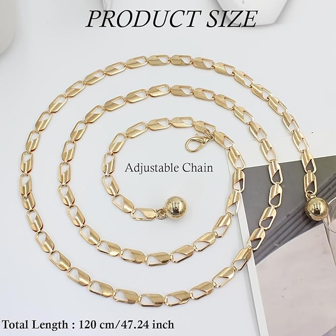 SYGA Women's Geometric Link Waist Chain, Adjustable Kamarband for Sarees, Dresses & Jeans – Free Size