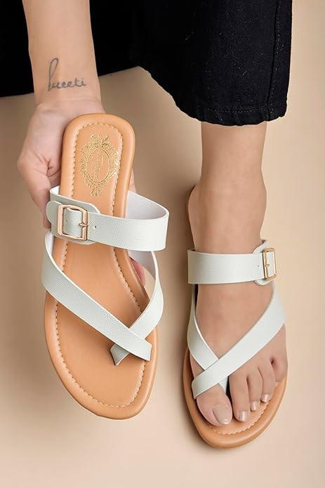 Shoetopia Women's Flats with Side Buckle | Stylish Comfortable Slip-On Ballerina Shoes for Women & Girls | Casual & Office