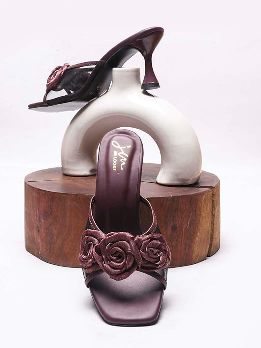 JM LOOKS Stylish Embellished Kitten Heels Sandal For Women & Girls | Pencil Heels | Stiletto Heels |