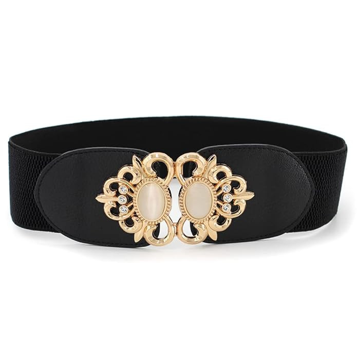 Shining Diva Fashion Latest Stylish Adjustable Stretch Kamarband Waist Belt for Women and Girls (Black)(rrsd14816wb)