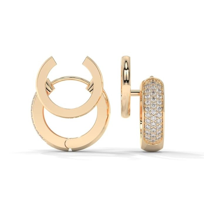 AILYAK 18kt Plating Zirconia Diamond Studded Double Hoop Earrings for Women | Spiral Twisted Double Piercing Ear Cuff | Gift for Her | Women Formal Wear Ear Hoops Jewellery