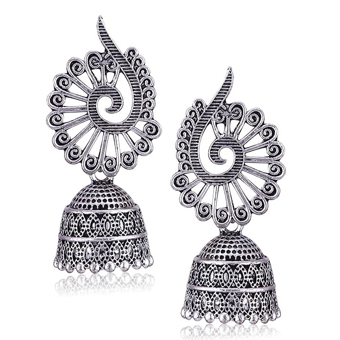 MEENAZ earrings for women fashion jhumka oxidised Silver Earrings for women Combo chandbali pearl chandbali stylish jhumkas traditional Earrings For girls South indian traditional Ear Rings