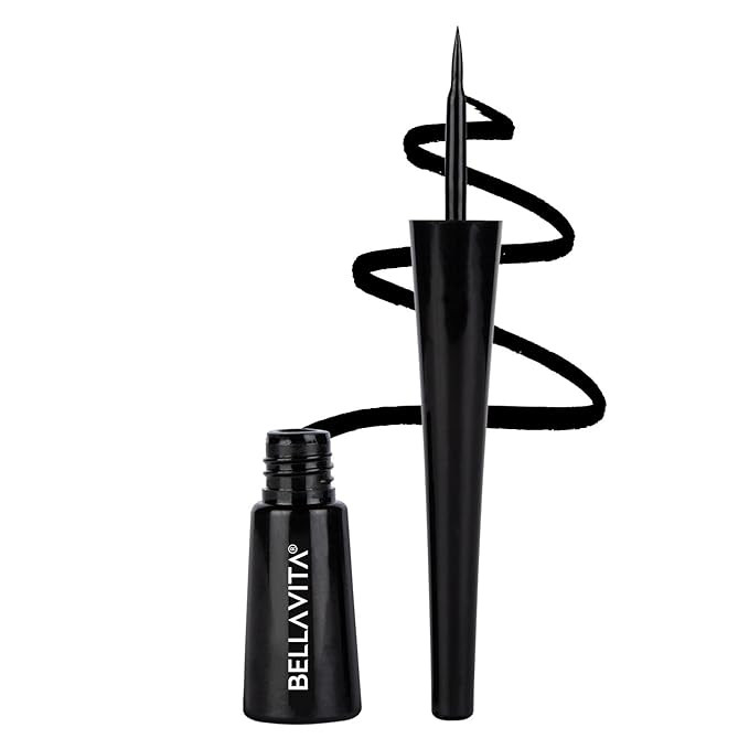BELLAVITA Intense Drama Waterproof Smudge Proof Eyeliner 3.5ml, Black, Matte Finish, Fast-Drying, Felt Tip Applicator, Enriched with Biotin