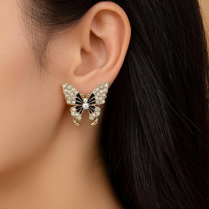 Jewellery Set of 5 Trendy Earrings for Women & Girls | Lightweight Pink, Green Stone, Butterfly & Statement Studs | Fashion Combo Pack