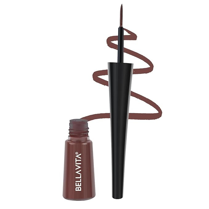 BELLAVITA Intense Drama Waterproof Eyeliner, Brown, Matte Finish, Smudge-Proof, Fast-Drying, Felt Tip Applicator, Enriched with Biotin, 3.5 ml