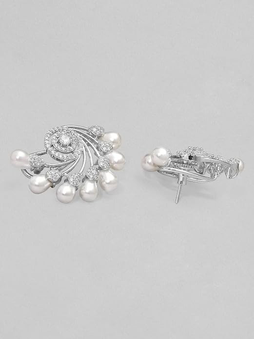 Rubans Fashion Oversized Stud Earrings American Diamond Stylish Trendy Jewellery Gift for Women & Girls