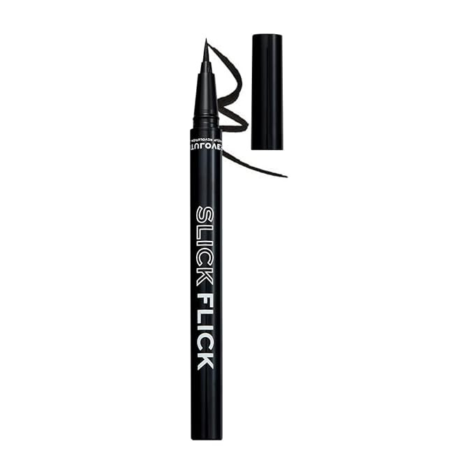 Relove by Revolution Slick Flick Liquid Eyeliner – Jet Black | Precision Felt Tip for Flicks & Wings | Smudge‑Resistant, Long-Lasting Ink | All-Day Wear