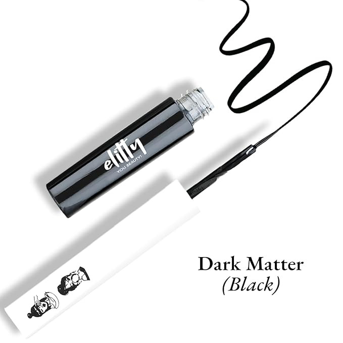 Elitty Waterproof Eyeliner - 4g Black Colour With Intense Matte Finish | Smudge Proof, Long Lasting Liquid Liner For Eye Makeup | Quick Drying Formula With Fine Tip For Smooth, Precise Application