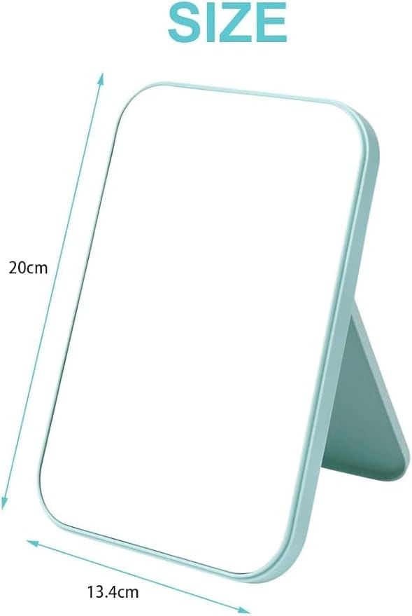 Desktop Makeup Mirror - Foldable, Portable Square Princess Mirror with Stand for Women (Blue, 8-Inch, Tabletop Mount, Framed)