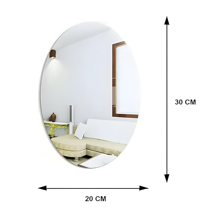 Oval Shape Adhesive Mirror Sticker for Wall on Tiles Bedroom Living Room Basin Mirror Bathroom Wall Mirror Both Side Sticker Acrylic Wall Mirror