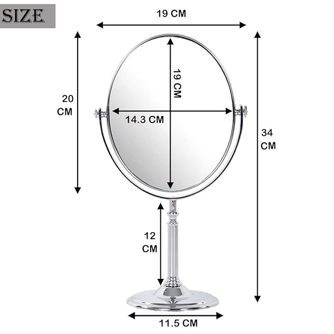 BIRMON Makeup Mirror | Magnifying Mirror Makeup | Double Side Magnification | Tabletop Vanity Hand Mirrors Stand | 5X and 1X| (Men & Women-Silver)