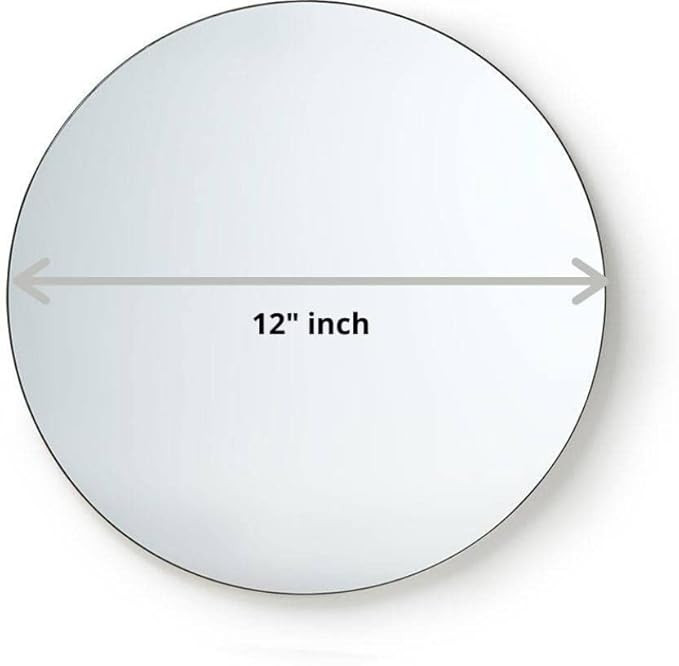 No Drill Require, Easy Stick Mirror, 12" Inch Round Shape, Unframed, Silver, Wall mount