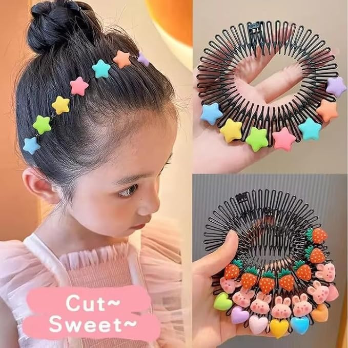 1Pcs Flexible Circle Spring Headband Stretchable Invisible Hair Clip for Kids U Shaped finishing Cute Cartoon Hair Holder for Girls