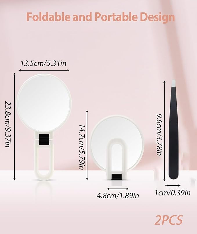 Magnifying Mirror 30X Magnifying Makeup Mirror with Stand – Double-Sided Round for Makeup & Skincare, Eyebrow Grooming, Travel-Ready Handheld & Bathroom Vanity