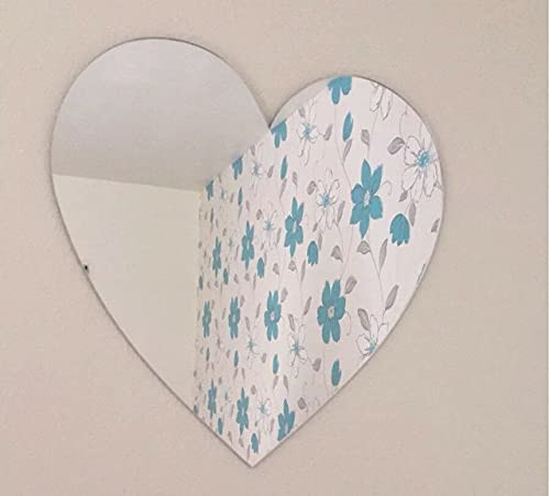 BIGIMALL Heart Shaped Acrylic Mirror, Wall Mount, Artwork, 9.8L x 3.9W 0.1H inches