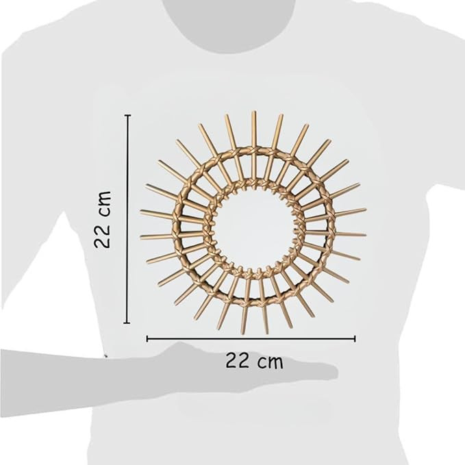 SATYAM KRAFT 1 Pcs Round Shape Fiber Wall Mirror with Acrylic Golden Aesthetic Frame with Hook for Hanging On Walls, Home Decor, Living Room, Bedroom, Bathroom, Hallway Decoration