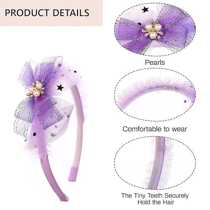 ANNA CREATIONS 3 Pcs Premium Designer Soft Flower Bow hairband Headband Hair Accessories for Baby Girls, baby girl kids hairband headbands elastic hair accessory