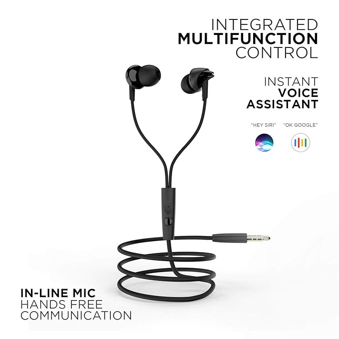 Boat BassHeads 100 in-Ear Headphones with Mic (Black)