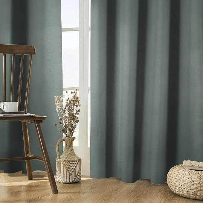 Amazon Brand - Solimo Polyester 100% Blackout Plain Window Curtains|100% Room Darkening| Blackout Window Curtains| 5 Feet |Set of 2| Plain Design | for Living Room Kids Room and Bedroom | Color- Grey