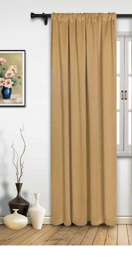 Comfy Home Door Rod Pocket Blackout Curtain Pack of 1 Piece (Width - 46" Inch X 84" Inch - Length) Gold