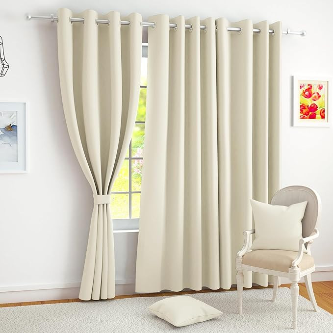 Story@Home Blackout Window Curtains 5 Feet Long Set of 1 | Plain Printed | 70% Room Darkening Curtain | Thermal Insulated | Curtains for Living Room | (118 x 152 cm, Beige) | Perfect for Home Decor