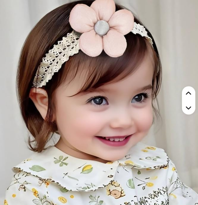 3 Pcs Baby Headband Nylon Flower Stretchable HairBand for Newborn Infant Toddlers Kids 0-3 Yeare (Off-White)