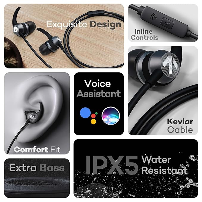 Boult GOBOULT (Formerly BassBuds X1 in-Ear Wired Earphones with 10mm Extra Bass Driver and HD Sound with mic (Black)