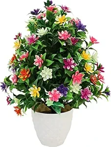 Artificial Plant with Plastic Pot for Home Balcony Decoration (Multicolor, 1 Piece)