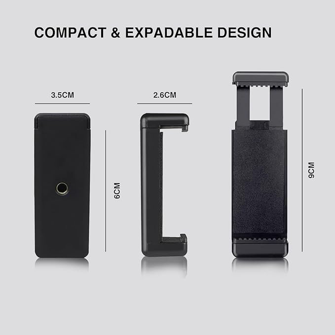 HUMBLE® Universal Mobile Monopod Holder Clip | Phone Camera Holder & Tripod Mount Adapter | Compatible with All Smartphones | Black (Pack of 1)