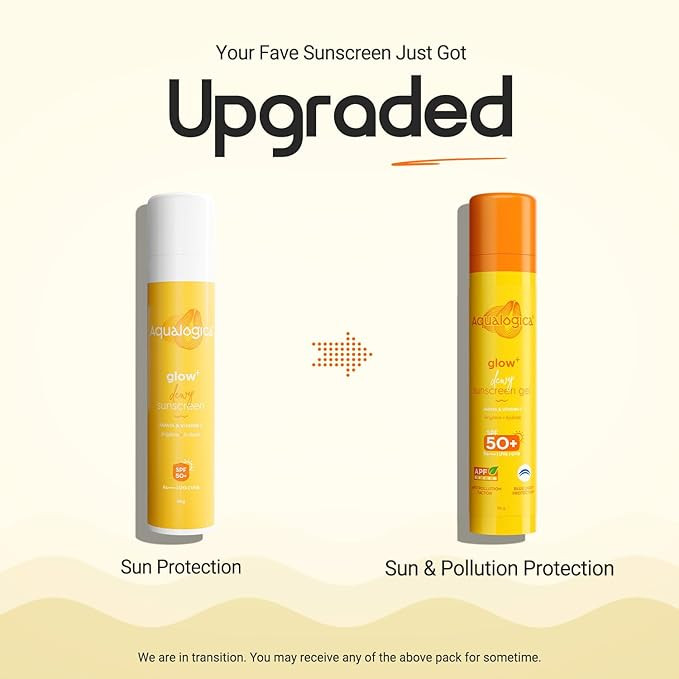 Aqualogica All Glow+ Dewy Sunscreen Gel With Papaya & Vitamin C|Broad Spectrum Spf 50+ Pa++++|Uva & Blue Light Protection|Anti-Pollution Factor (Apf)|Brightens SkinIFragrance-Free & No White Cast-50 G