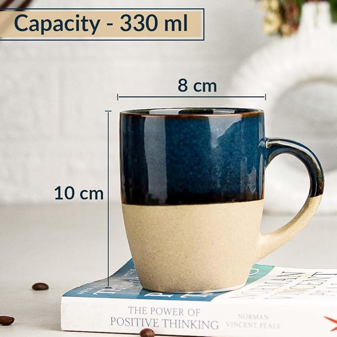 The Earth Store Organic Blue Coffee Mug Set of 1, 330ML | Ceramic Tea Mug | Dishwasher & Microwave Safe | Perfect for Birthday Gift, Office, Home
