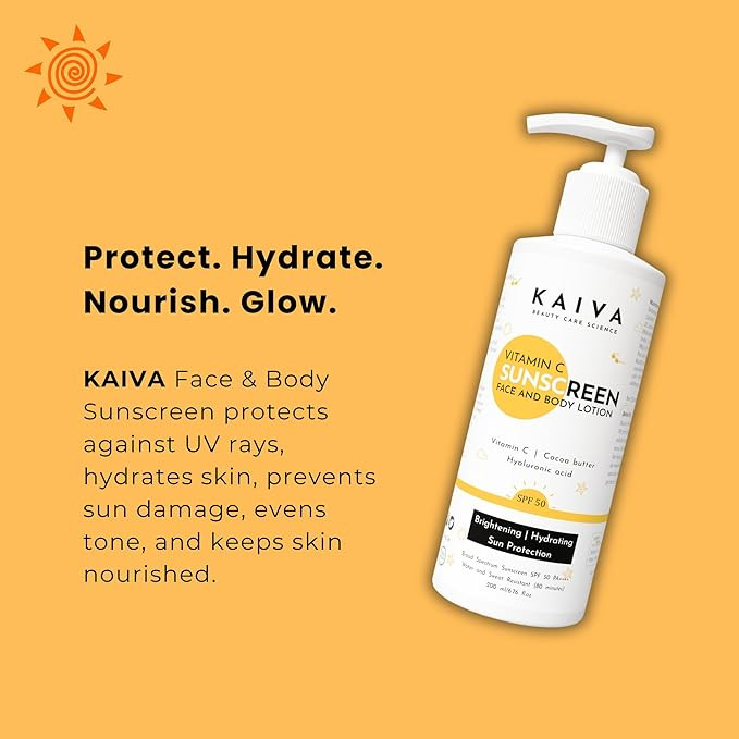 KAIVA Sunscreen SPF 50 PA++++ Ultra-Light sunscreen SPF 50 for oily skin & Acne Prone Skin, SPF50, Matte Finish, Sunscreen lotion for Body & Face (Pack of 2)