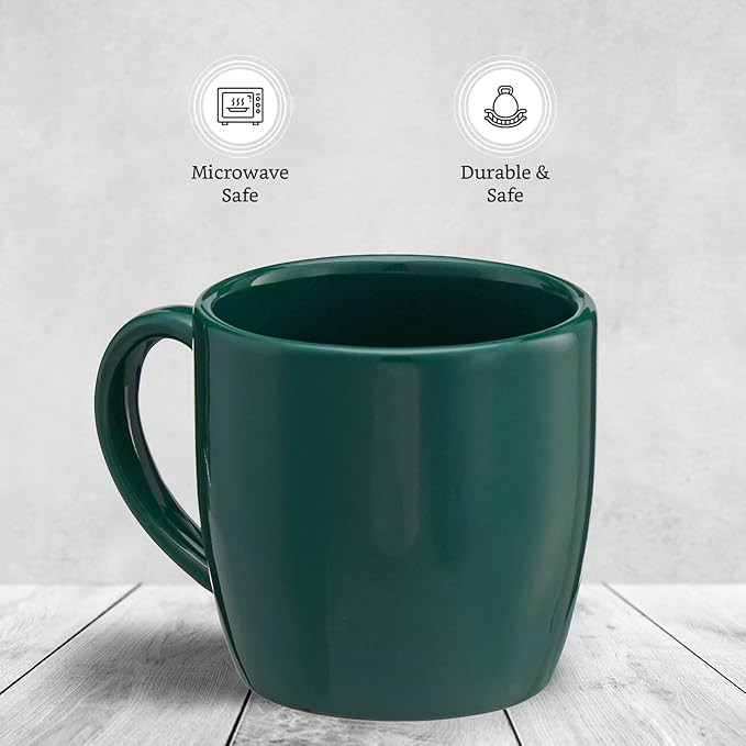 Amazon Brand - Solimo Ceramic Coffee Mugs | 100% Food Grade | Microwave Safe (200 ml, Set of 4, Turquoise)