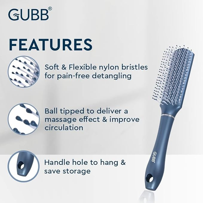 GUBB USA Styling Hair Plastic Brush For Men and Women, Blue