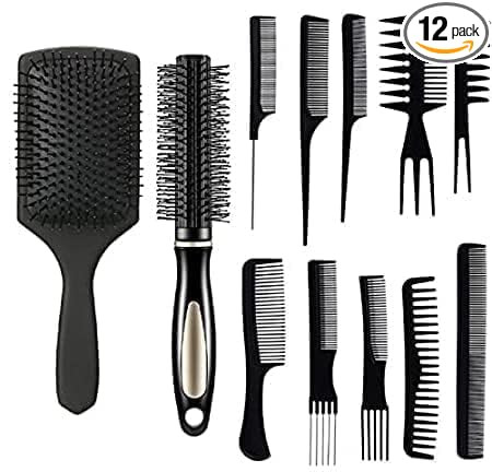 MF® 12 Pieces Hair Brush Comb Set Paddle Hair Brush Detangling Brush, Including 1 Airbag Massage Comb,1 Roller Brush and 10 Hair Styling Comb