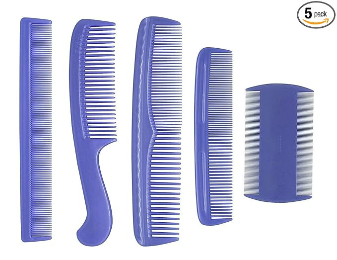 5-Piece Hair Comb Set for Normal Hair - Plastic Bristle, ABS Handle - Multi-functional Finishing Combs Set For Women And Men Use