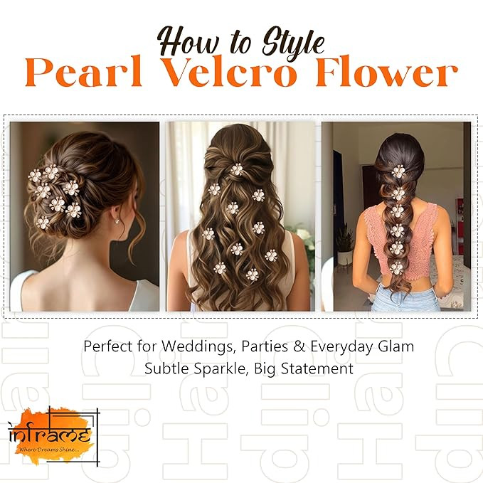 INFRAME Hair Clip (Pack Of 12 Pieces) Stick On Rose Gold Flower Hair Pin Accessories for hair decoration. Stylish Hair Accessories for Women & Girls, Bridal & Party Hair Clips