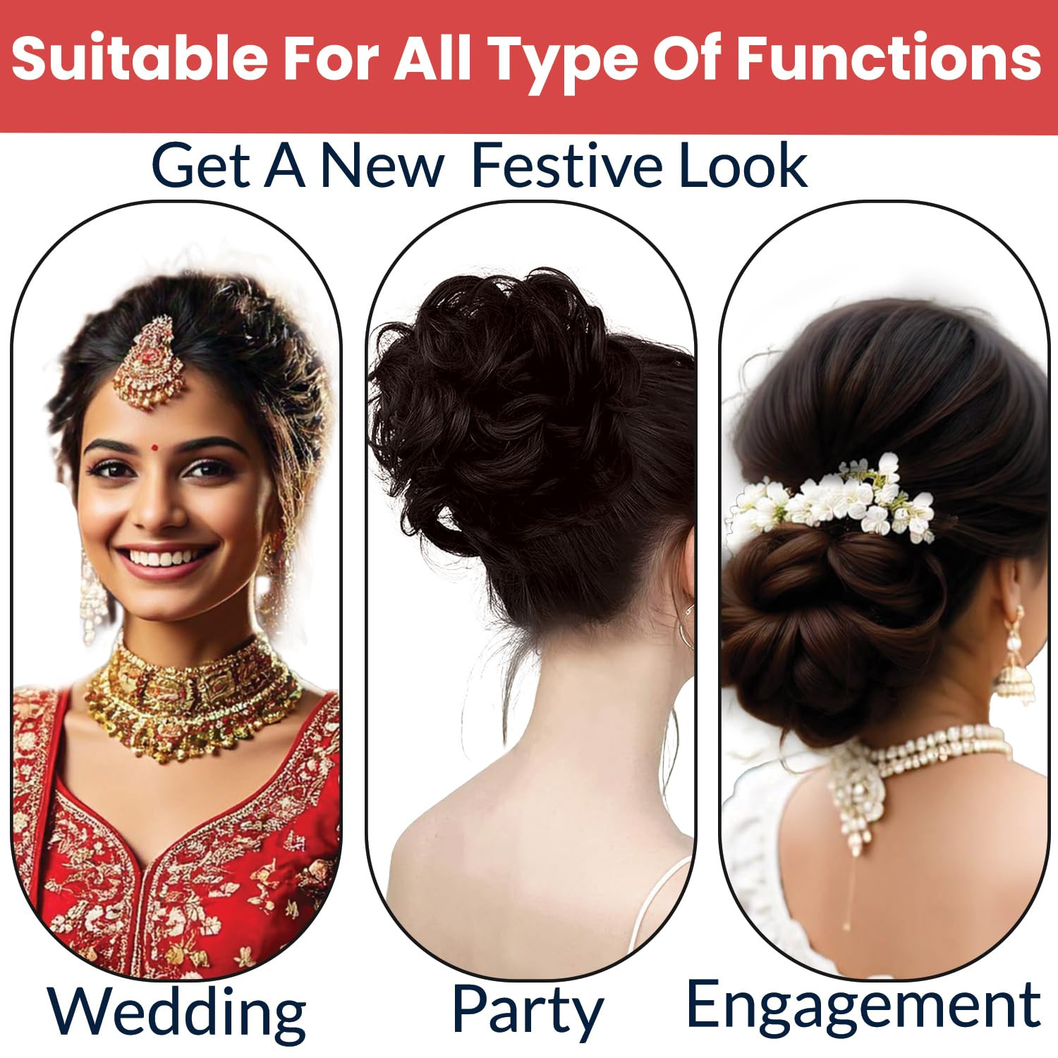 TEMPERIA Messy Hair Frill Extension for Women & Girls - Premium Braid Ponytail Hair Accessories - Brown - 1 Pc