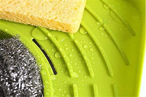 FreshDcart Kitchen Soap Stand for Sink with Tray – Compact Plastic Kitchen Soap Stand for Sink, Corner Storage Rack for Sponge, Scrubber & Dish Soap (Green, Pack of 1)