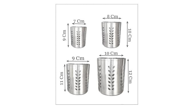 TRISHVAR Stainless Steel Multipurpose Spoon Stand for kitchen | Pen Stand | Cutlery Stand | Spoon Holder for Kitchen & Dining Table | Silver | Set of 4