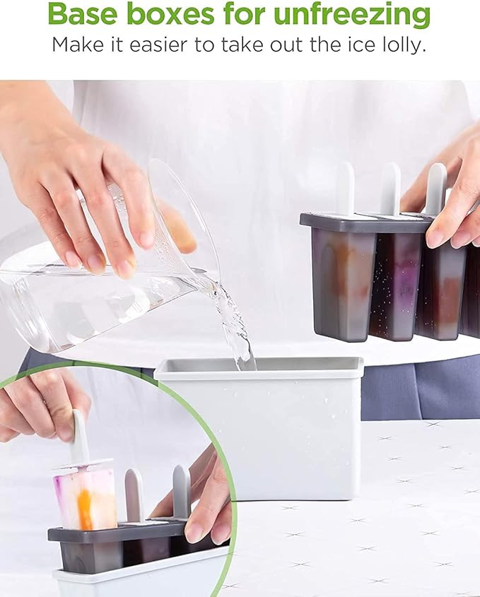 Plastic Upgrade Popsicle Molds, Ice Candy Maker, Ice Pop Makers Reusable Ice Cream Mold DIY Popsicles Tray Holders Popsicles Mould Tray with Stick (2)