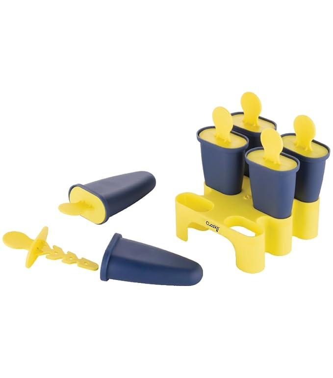 Clazkit Set of 6 Plastic Reusable Ice Pop Makers, Homemade Popsicle/Frozen Ice Cream/Kulfi Candy for Children & Adults - Multicolor, 11.4 x 11.9 x 14.1 cm